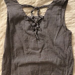 Plaid tank top with ties on back